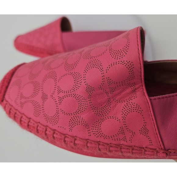 Coach CARLEY Pink W/8.5 Leather Espadrille AUTH Cottagecore Balletcore LOGO *EUC - Picture 11 of 15